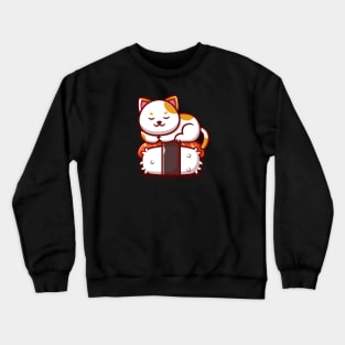 Cute Cat Sleeping On Salmon Sushi Cartoon Crewneck Sweatshirt